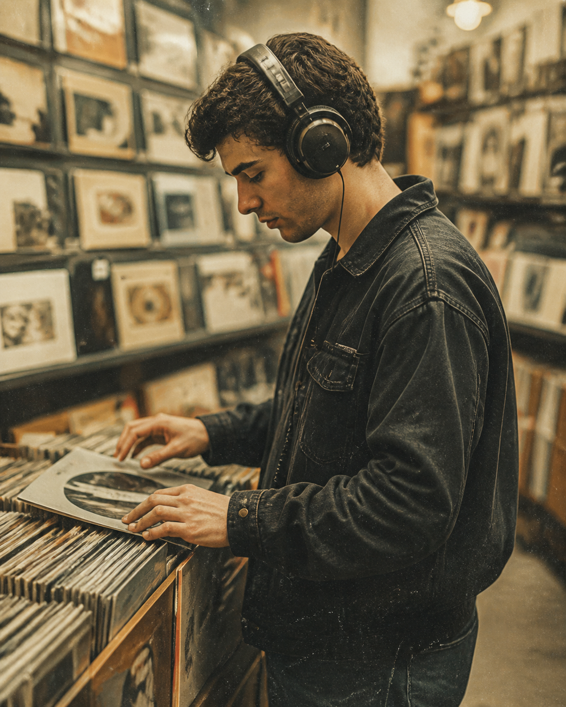 A listener discovering records in a shop